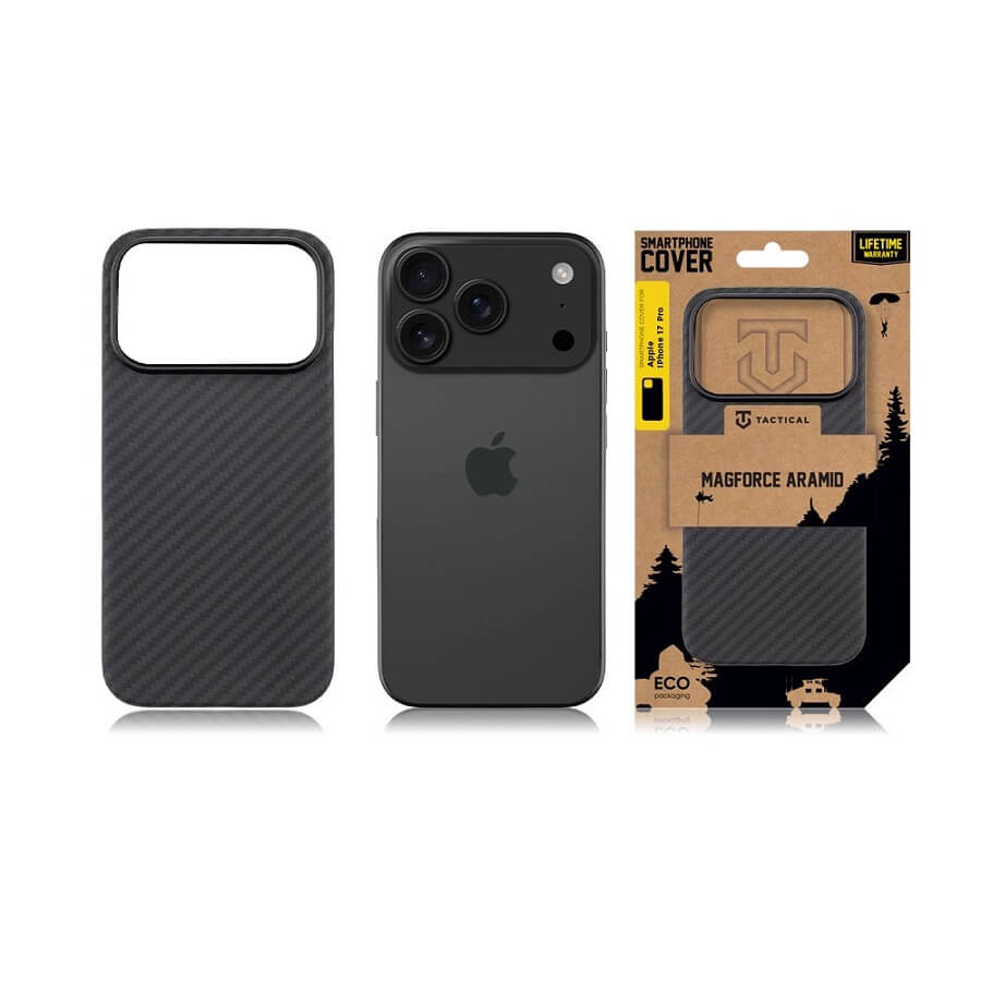 Magsafe Кевларен Калъф за iPhone 17 Pro, Tactical MagForce Aramid Case, Черен (4)