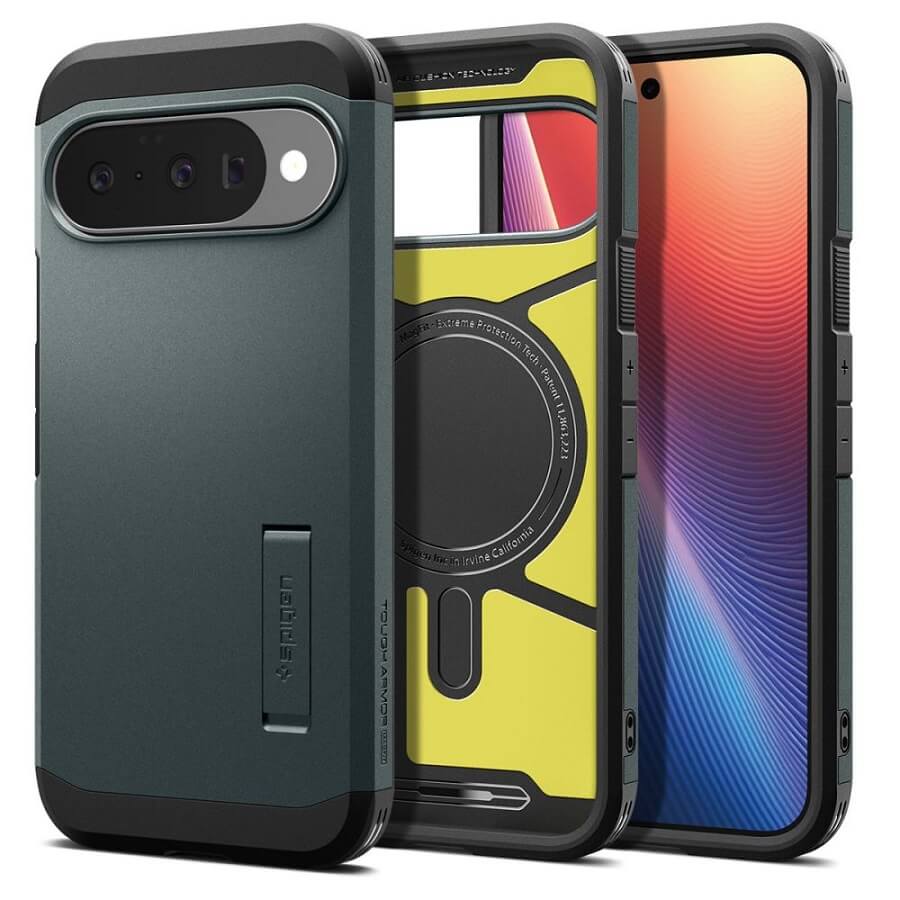 MagSafe Противоударен Калъф за Google Pixel 10 Pro/ 10, Spigen Tough Armor Case, Зелен (3)