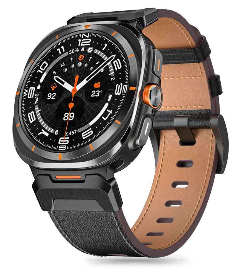 Кожена Каишка за Samsung Watch Ulltra 47 mm, Tech-Protect Delta Pro Leather Band, Черен