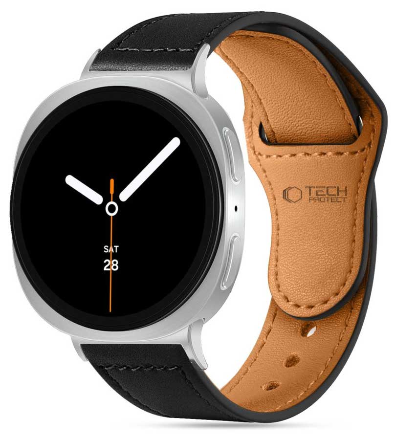 Кожена Каишка за Samsung Watch 8/ 8 Classic 40/ 44/ 46mm, Tech-Protect LeatherFit Band, Черен (3)