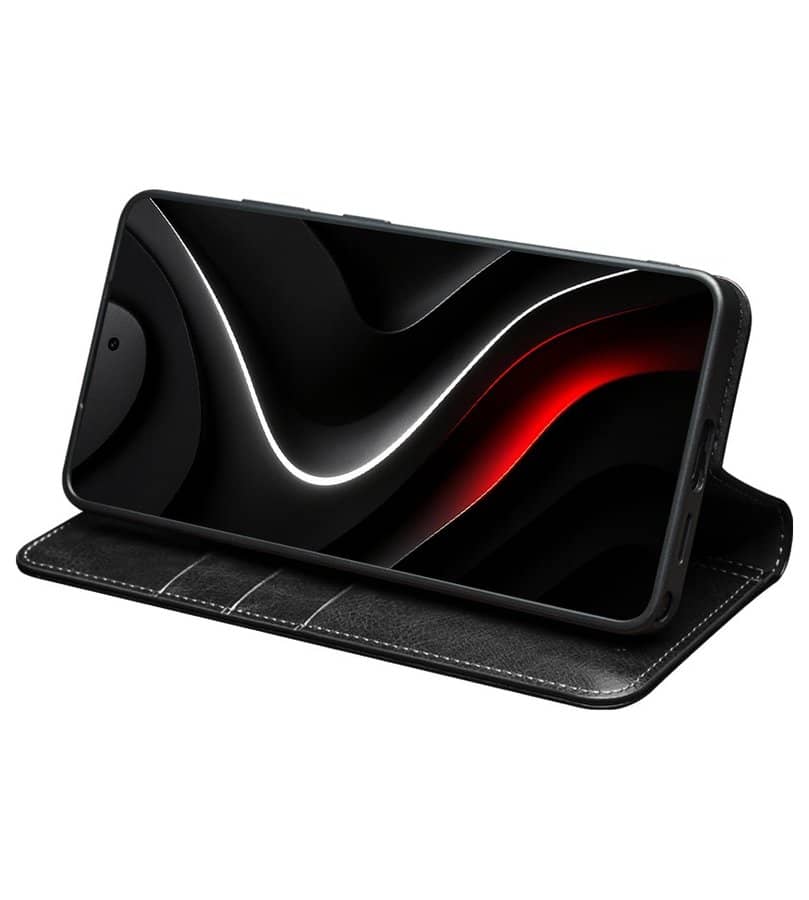 Кожен Калъф за Samsung S26 Ultra, Qialino Book Case, Черен (2)