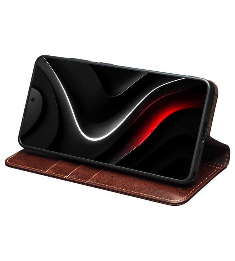 Кожен Калъф за Samsung S26 Ultra, Qialino Book Case, Кафяв (2)