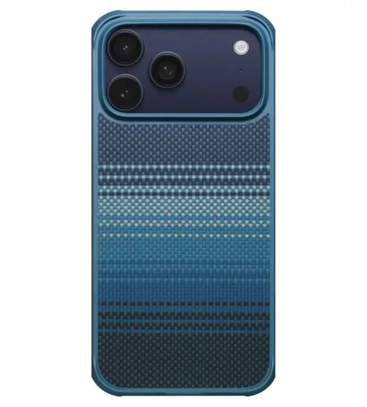 Magsafe Калъф за iPhone 17 Pro, Pitaka Aramid ProGuard Moonrise Case, Син (2)