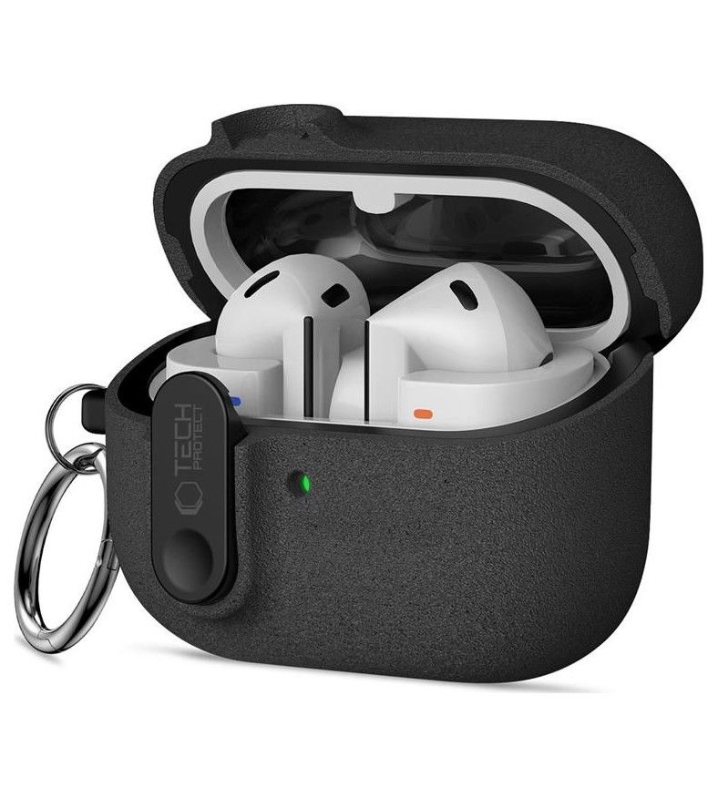 Силиконов Калъф за Samsung Galaxy Buds 3 Pro/ 3 FE/ 3, Tech-Protect Slim Hook Case, Черен