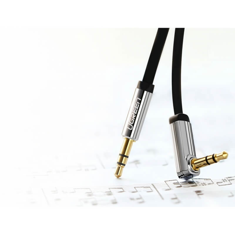 Аудио Кабел, Ugreen AV119 Jack 3.5mm Angle 2m, Черен (4)