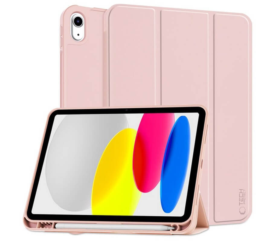 Защитен Калъф за Калъф за iPad 11th 2025 A16/ 10th 2022, Tech-Protect Trifold Slim Pen Case, Розов
