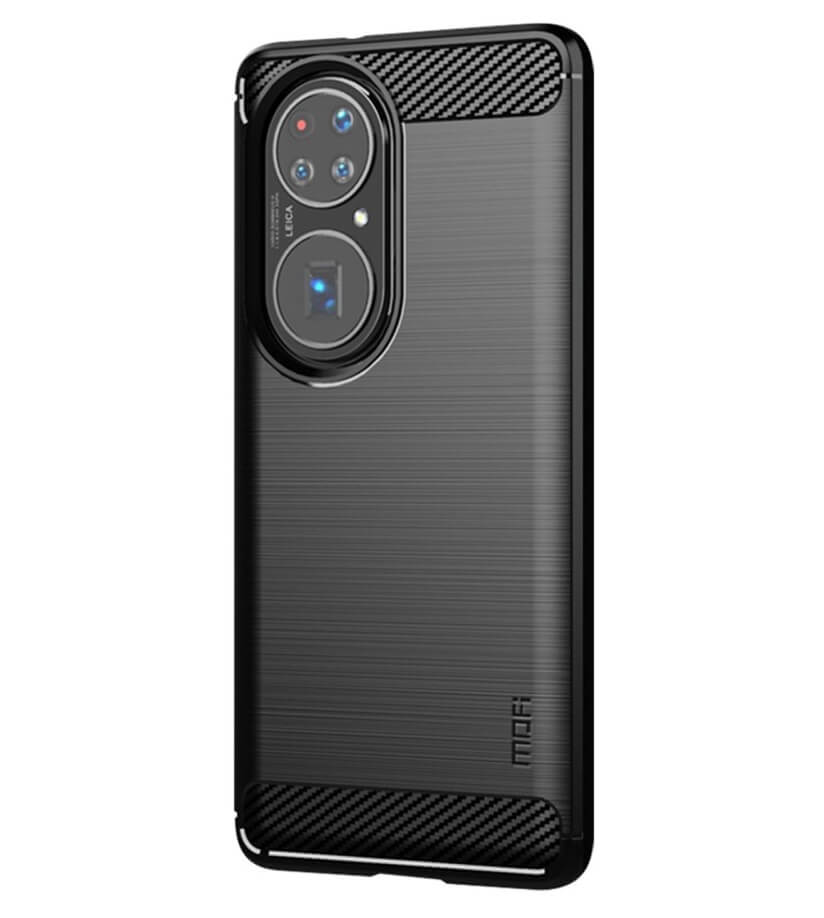 Противоударен Калъф за Huawei P50 Pro, Premium Carbon Case, Черен (2)