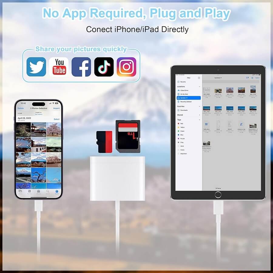 USB и Card Reader за iPhone/iPad (Lightning), Бял (5)