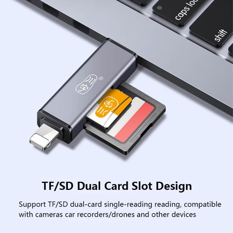 USB и Card Reader за iPhone/iPad/Mac (Lightning), Сив (3)