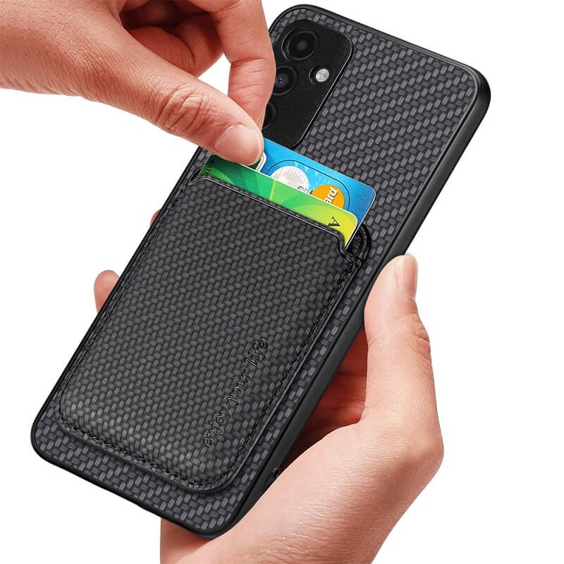 Калъф с Място за Карти за Xiaomi 15 Pro, Carbon Magsafe Wallet Case, Черен (3)