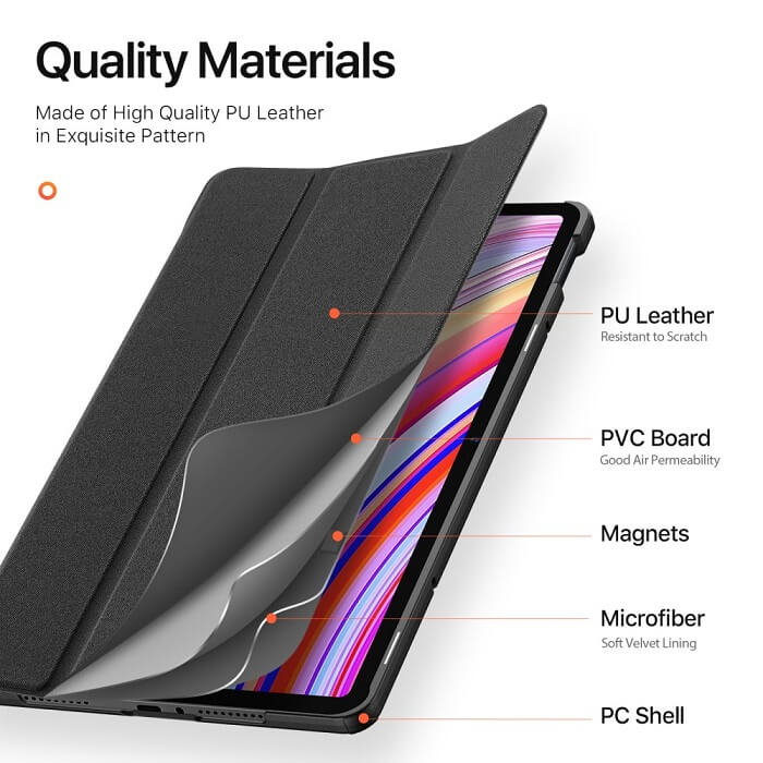 Калъф с Pen Поставка за Xiaomi Redmi Pad 1/2 Pro 12.1, Dux Ducis Domo Case, Черен (5)