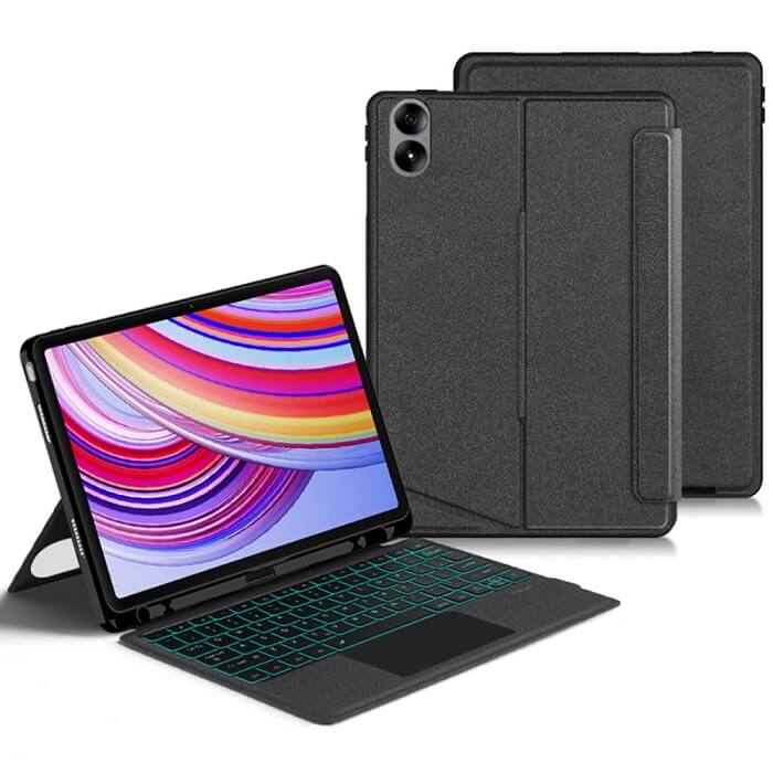 Калъф с Клавиатура за Xiaomi Redmi Pad 1/2 Pro 12.1, Keyboard Leather Case, Черен (2)