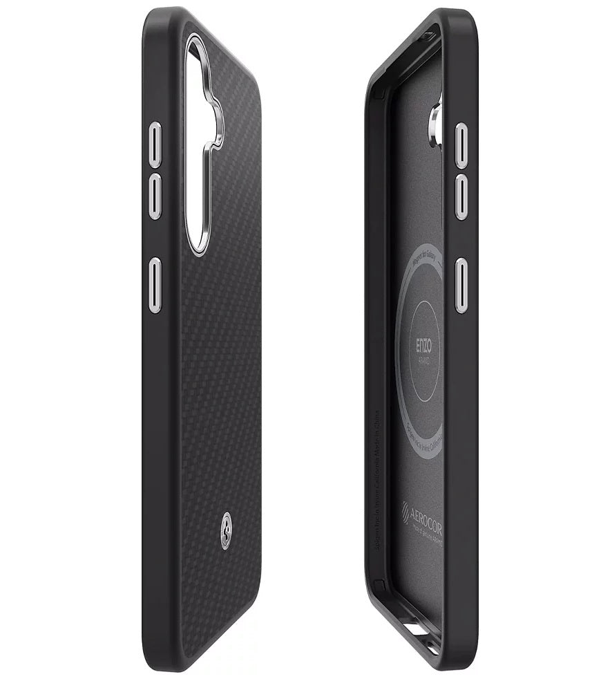 Magsafe Калъф за Samsung S25, Spigen Enzo Aramid Case, Черен (4)