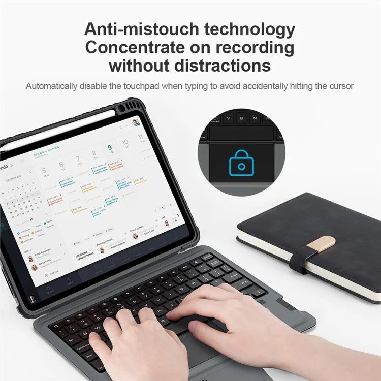 Калъф с Клавиатура за iPad Air 11" 2026-2020, Nillkin Bumper Keyboard Case, Черен (6)