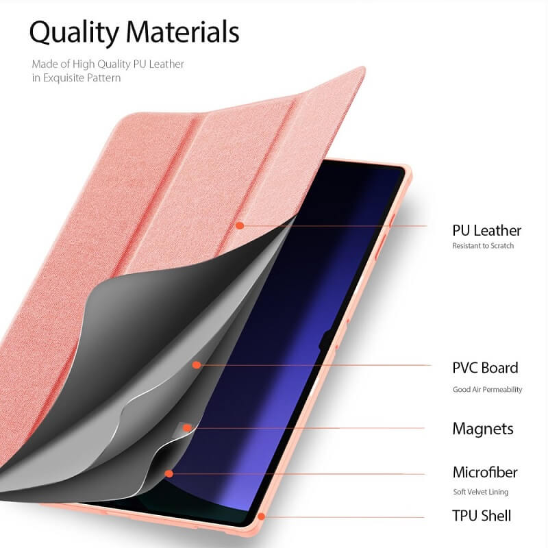 Калъф с Pen Поставка за Samsung Tab S10/S9 Ultra 14.6", Dux Ducis Domo Case, Розов (5)