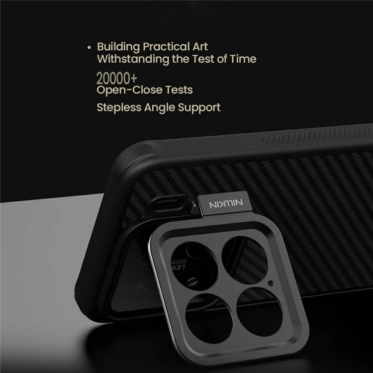 Magsafe Калъф за Xiaomi 15, Nillkin Aramid Fiber CarboProp Kickstand Case, Черен (7)