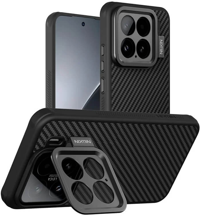 Magsafe Калъф за Xiaomi 15, Nillkin Aramid Fiber CarboProp Kickstand Case, Черен