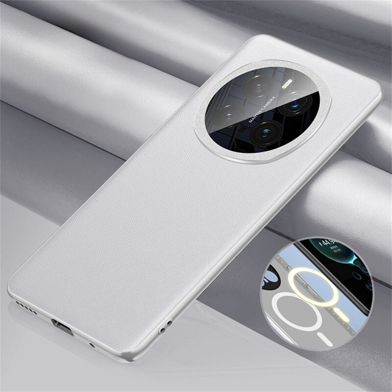 Magsafe Кожен Калъф за Honor Magic 7 Pro, Leather Case, Сив