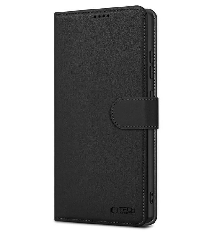 Кожен Калъф с Джобове за iPhone 17e/ 16e, Tech-Protect Wallet Book Case, Черен