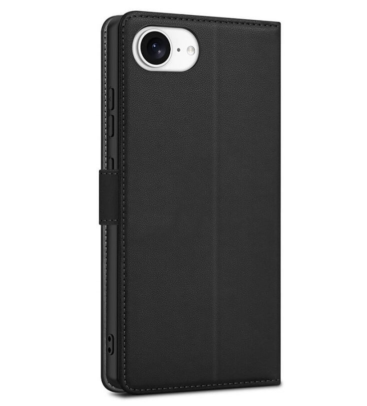 Кожен Калъф с Джобове за iPhone 17e/ 16e, Tech-Protect Wallet Book Case, Черен (2)