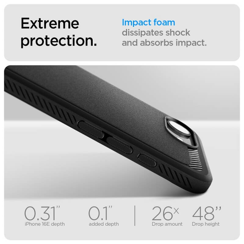 Magsafe Противоударен Калъф за iPhone 17e/ 16e, Spigen Rugged Armor Magsafe Case, Черен (9)
