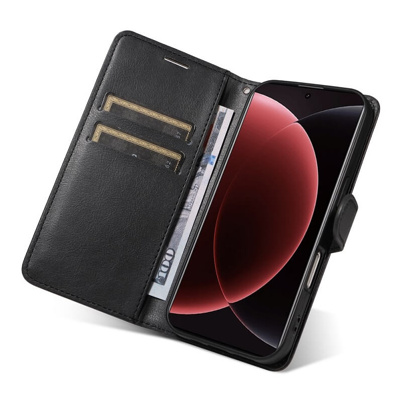 Кожен Калъф с Джобове за Xiaomi 15 Ultra, Wallet Book Case, Черен (4)
