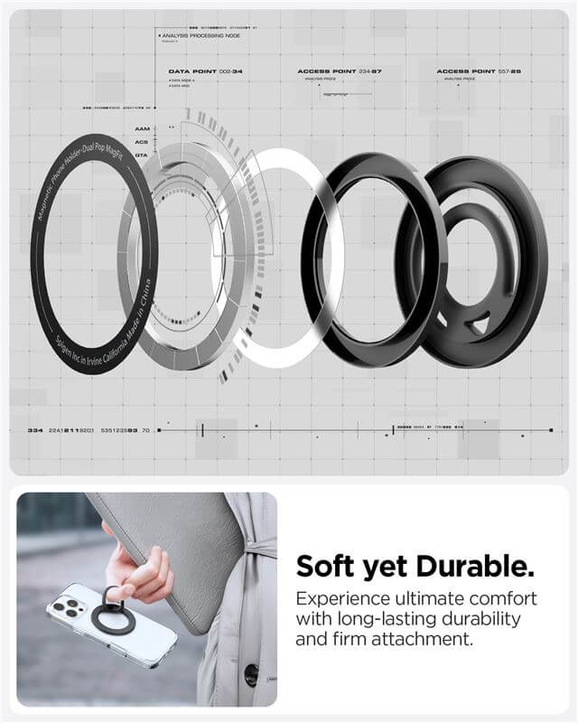 Magsafe Адаптер с Пръстен, Spigen Dual Pop Phone Holder, Черен (7)