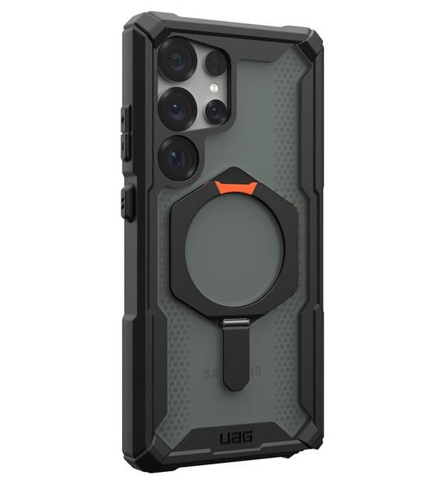 Magsafe Противоударен Калъф за Samsung S25 Ultra, UAG Plasma XTE Case Black-Orange, Черен (4)