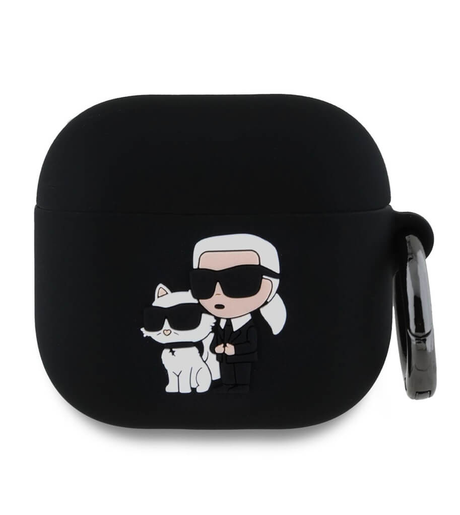 Калъф за Apple Airpods 4, Karl Lagerfeld 3D Logo NFT Silicone Body Case, Черен