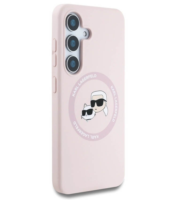 MagSafe Калъф за Samsung S25 Plus, Karl Lagerfeld Silicone Double Heads Case, Розов (4)