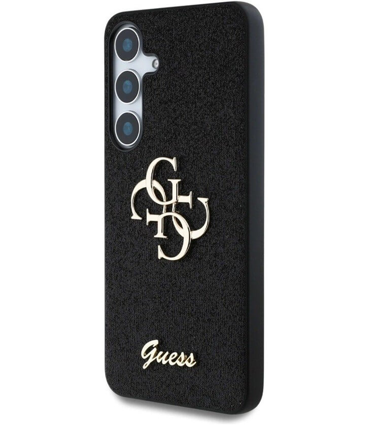 Калъф за Samsung S25 Plus, Guess Glitter 4G Metal Logo Case, Черен (2)