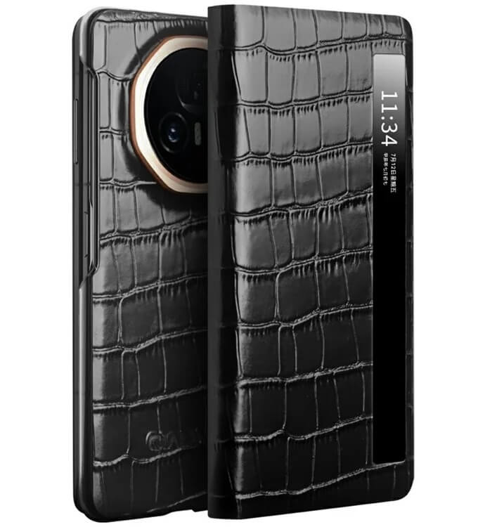 Активен Калъф за Honor Magic V3, Qialino Smart Stand Book Case, Черен