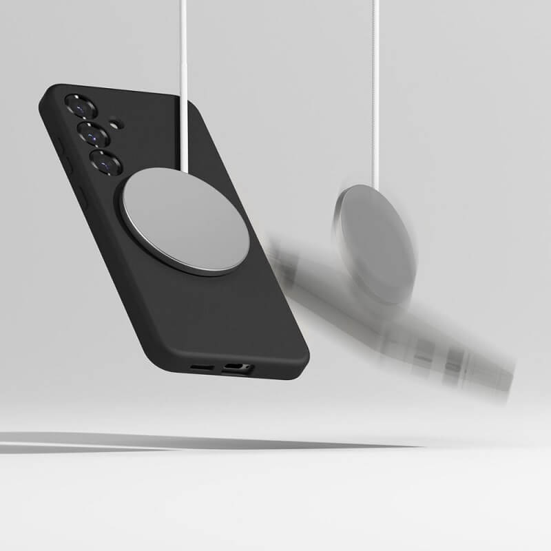 Magsafe Калъф за Samsung S25 Plus, Ringke Silicone Magnetic Case, Черен (6)