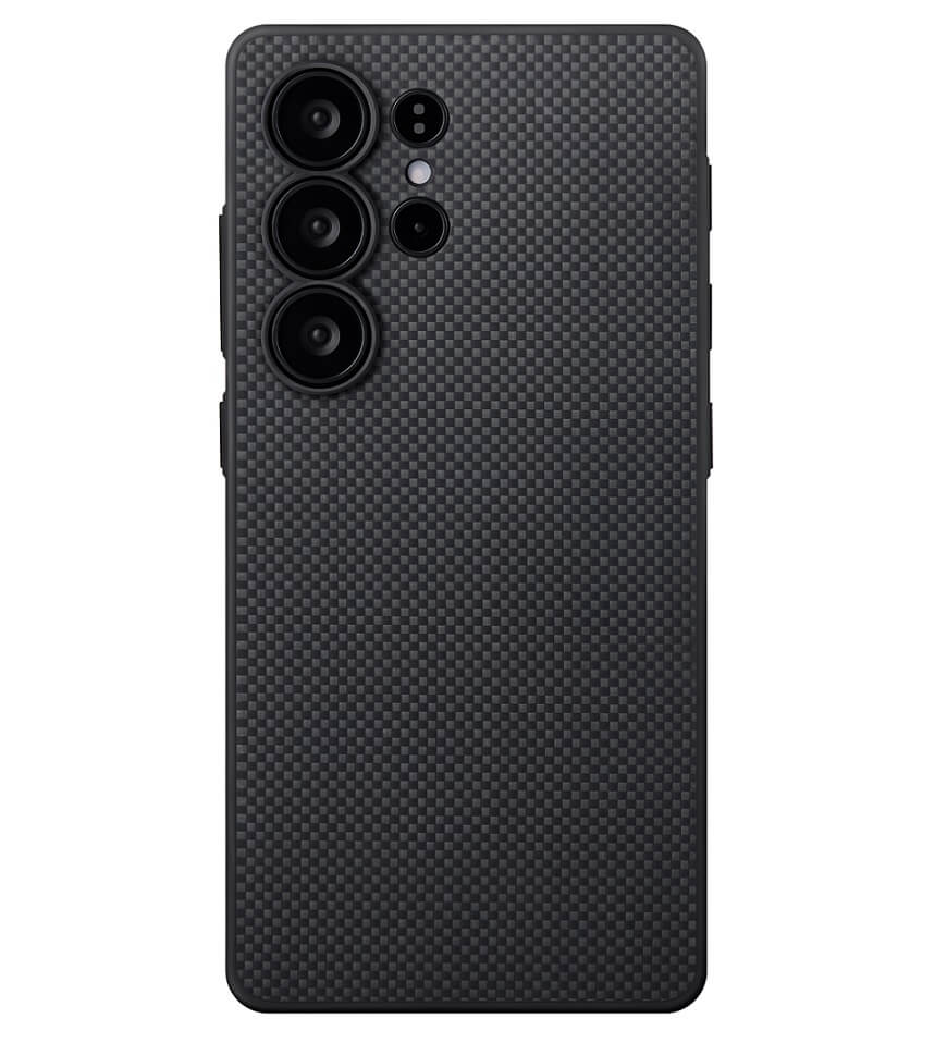 Magsafe Калъф за Samsung S25 Ultra, Pitaka PIN Button Black-Grey Plain Case, Черен