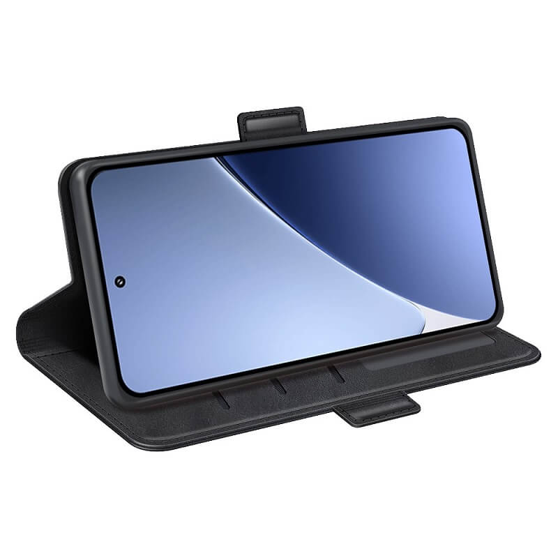 Кожен Калъф с Джобове за Xiaomi 15 Pro, Wallet Book Case, Черен (4)