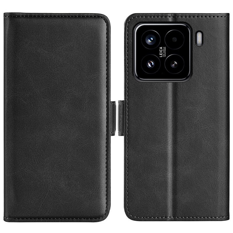 Кожен Калъф с Джобове за Xiaomi 15, Wallet Book Case, Черен (3)