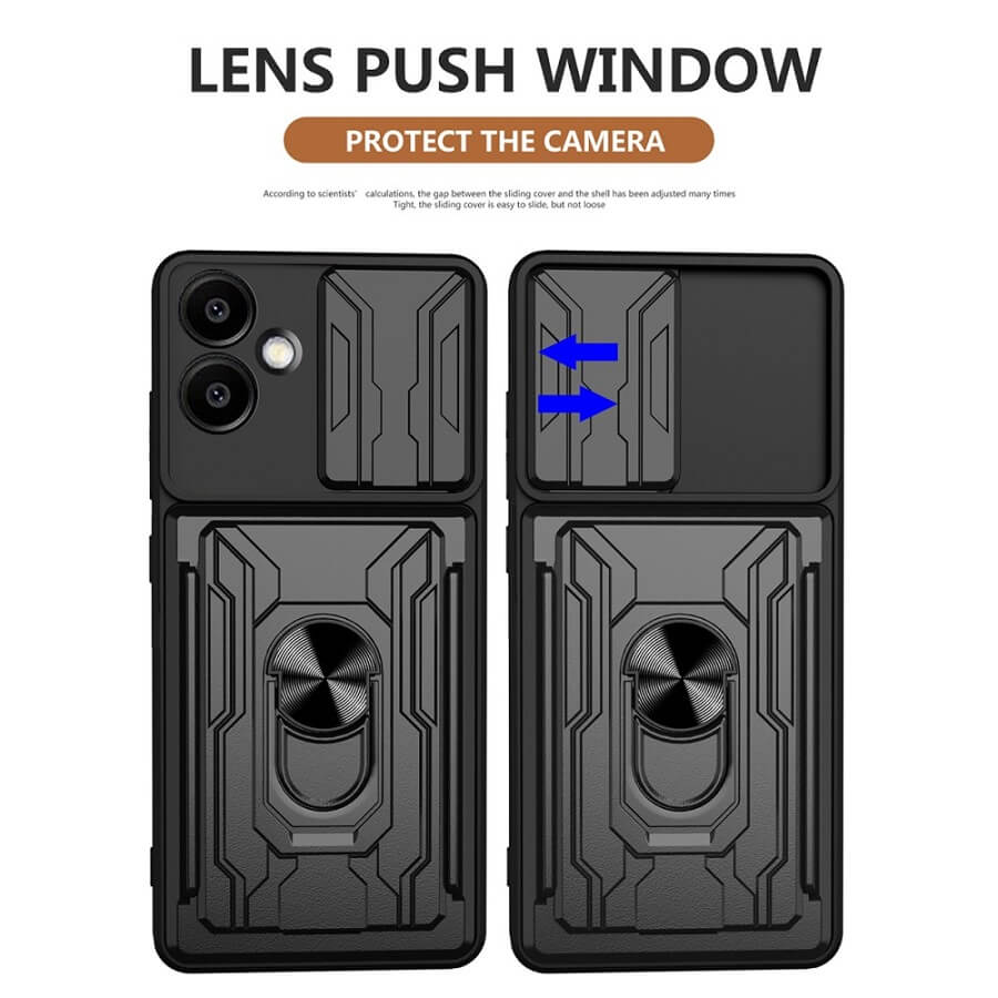 Калъф с Предпазител за Камера и Стойка за Samsung A06, Kickstand Pro Case, Черен (2)