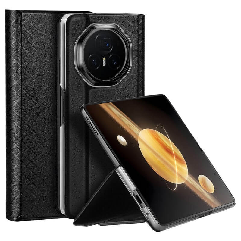 Кожен Калъф за Honor Magic V3, Dux Ducis Bril Case, Черен (2)