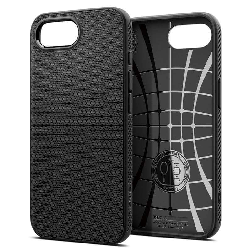 Противоударен Калъф за iPhone 17e/ 16e, Spigen Liquid Air Case, Черен (3)