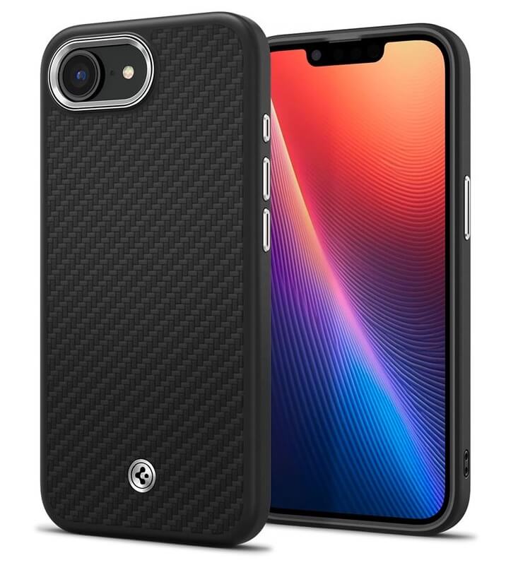 Magsafe Тънък Калъф за iPhone 17e/ 16e, Spigen Enzo Aramid Case, Черен (3)
