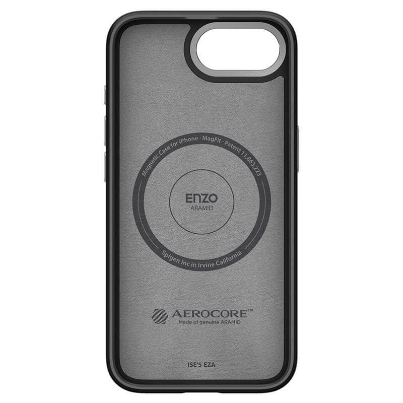 Magsafe Тънък Калъф за iPhone 17e/ 16e, Spigen Enzo Aramid Case, Черен (2)