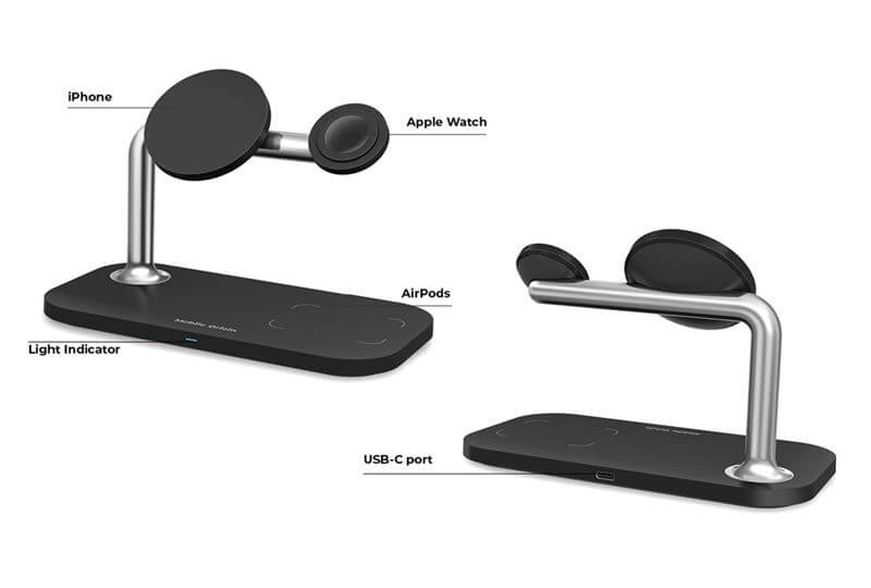 Безжично Зарядно MagSafe 3в1 за iPhone, Mobile Origin Charger 15W, Черен (7)