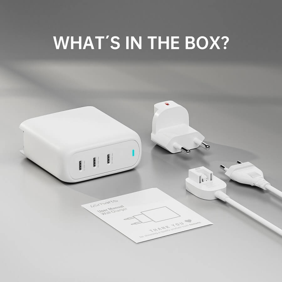 Зарядно за Macbook с USB-C x3, 4Smarts Flex Pro GaN 140W, Бял (6)