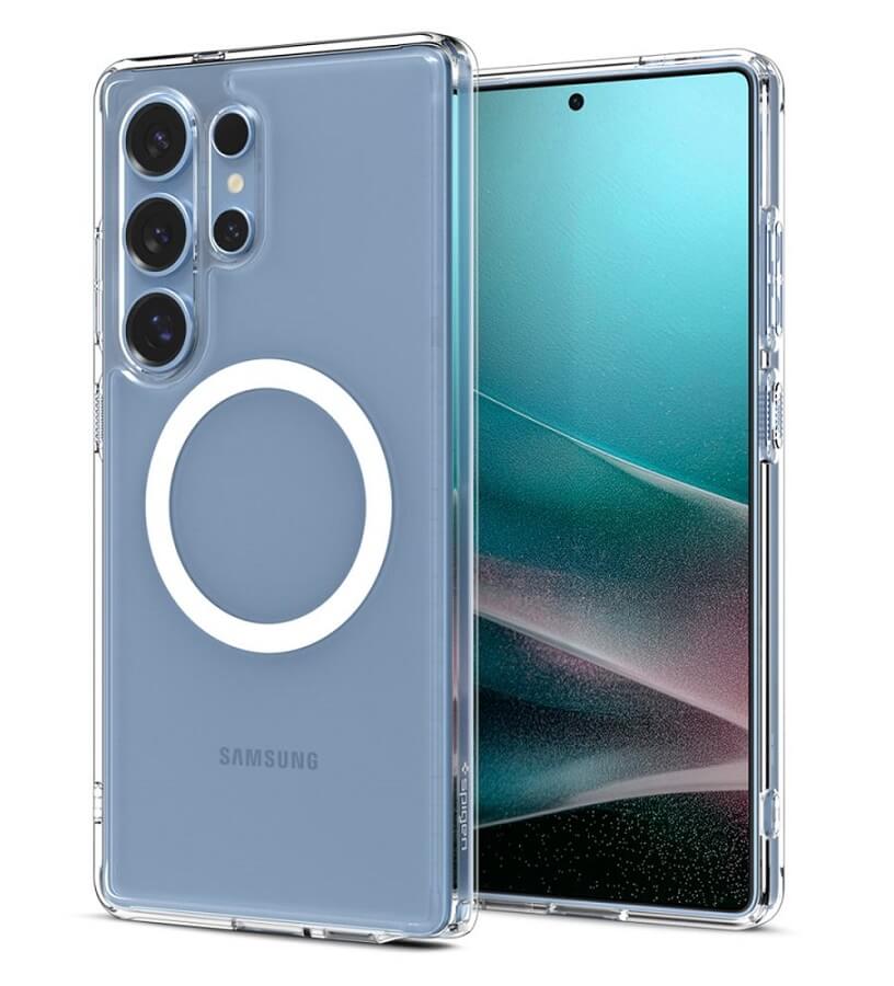 Magsafe Противоударен Калъф за Samsung S25 Ultra, Spigen Ultra Hybrid Case, Бял (2)