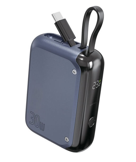 Външна Батерия с USB-C Кабел, 4Smarts Pocket 10000mAh 30W, Син (3)