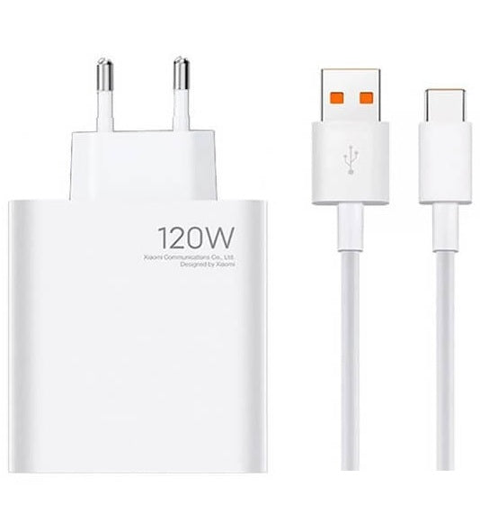 Оригинално Зарядно с Кабел, Xiaomi 120W Charging Combo USB-A BHR6034EU, Бял (Bulk)