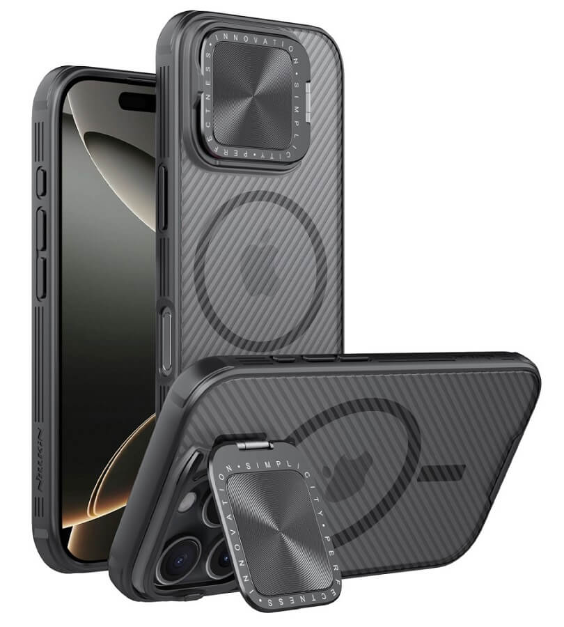 Magsafe Калъф за iPhone 16 Pro, Nillkin CamShield Prop Case, Черен