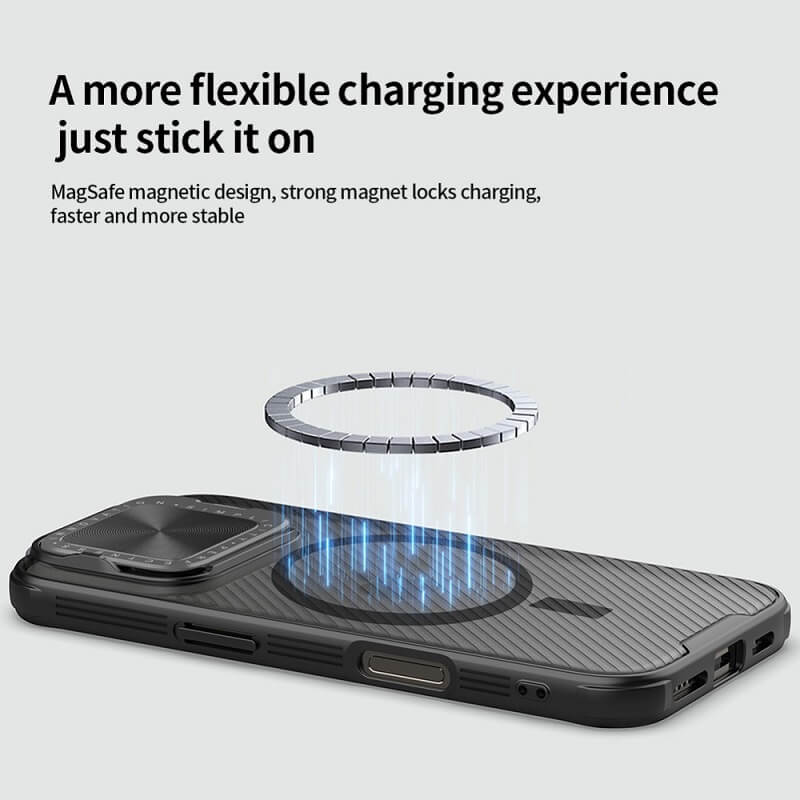 Magsafe Калъф за iPhone 16 Pro, Nillkin CamShield Prop Case, Черен (10)