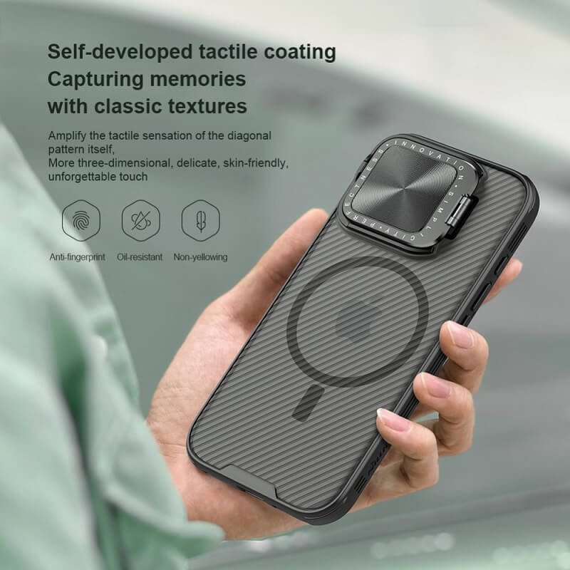 Magsafe Калъф за iPhone 16 Pro, Nillkin CamShield Prop Case, Черен (6)