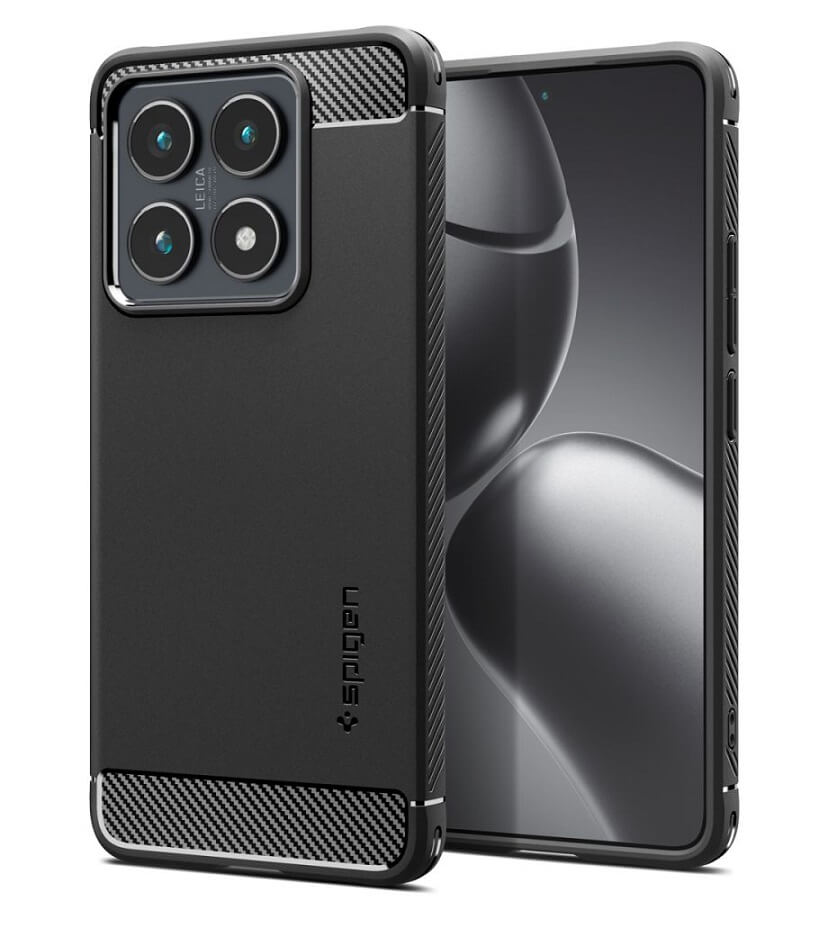 Противоударен Калъф за Xiaomi 14T, Spigen Rugged Armor Case, Черен